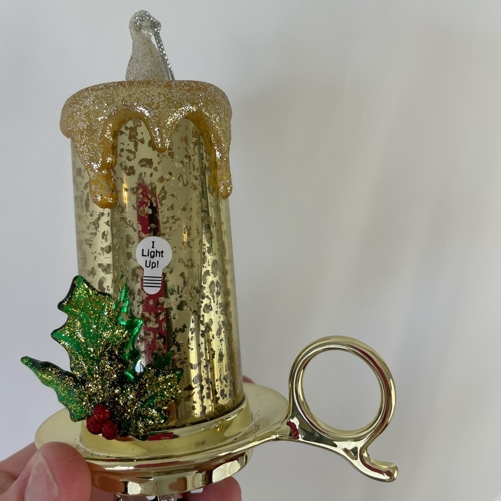 NWT 2 Packs of 2 Candle Decor Battery Clips Gold Sparkle Holly Holiday Christmas - Picture 6 of 11